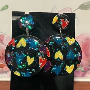 Clay and Simple Dangle Heart Stud Earrings